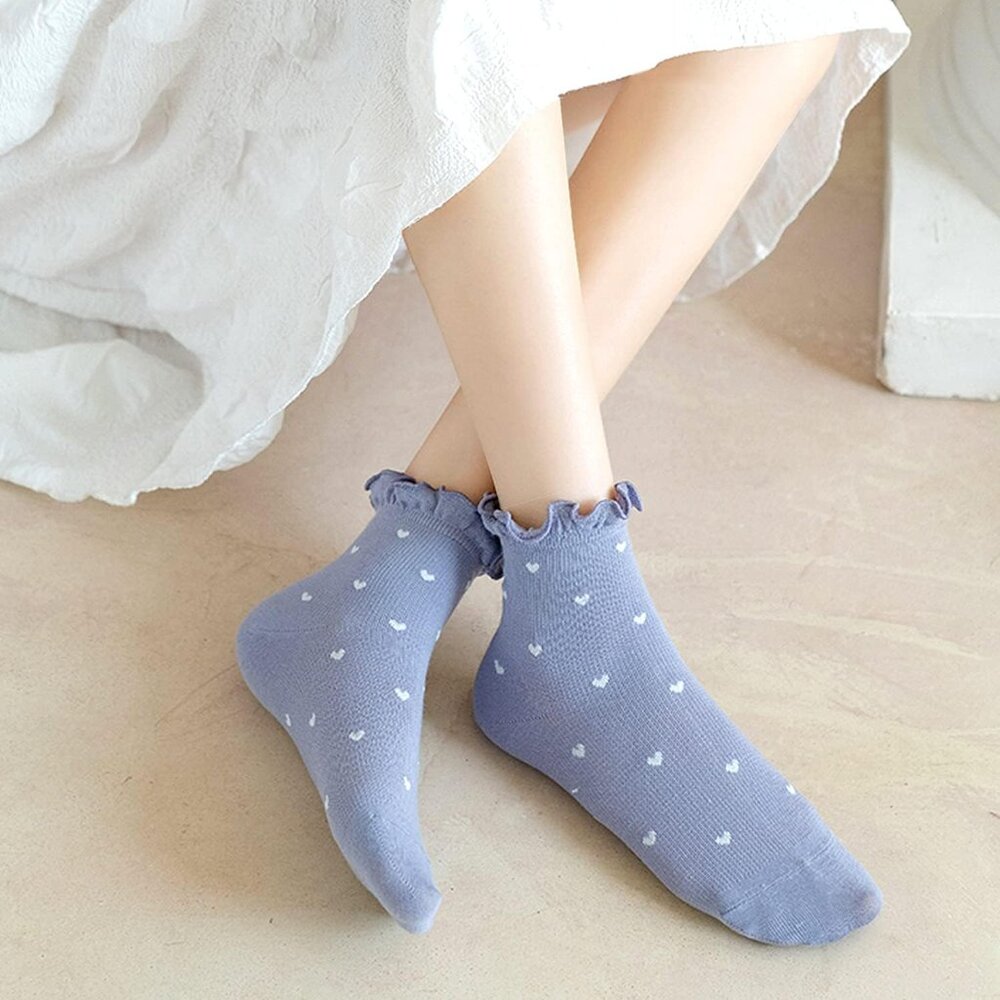 Womens Socks, Ruffle Casual Ankle Socks Breathable Cool Cotton Knit Lettuce Crew View 4